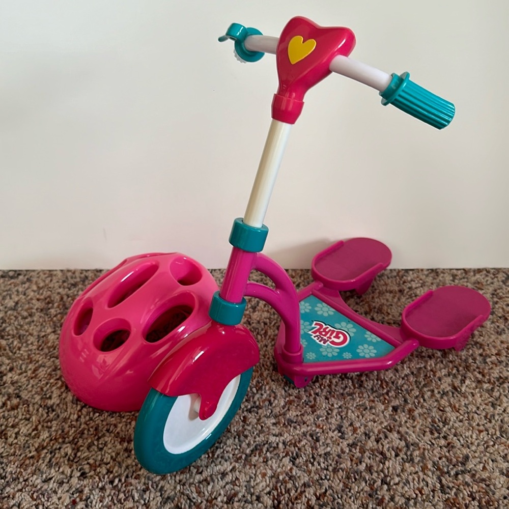My girl scooter and helmet for American Girl Doll or any 18” doll